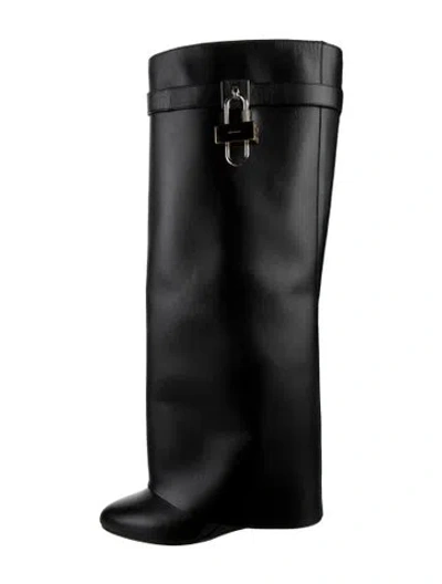 Pre-owned Givenchy Leather Slouch Boots In Black