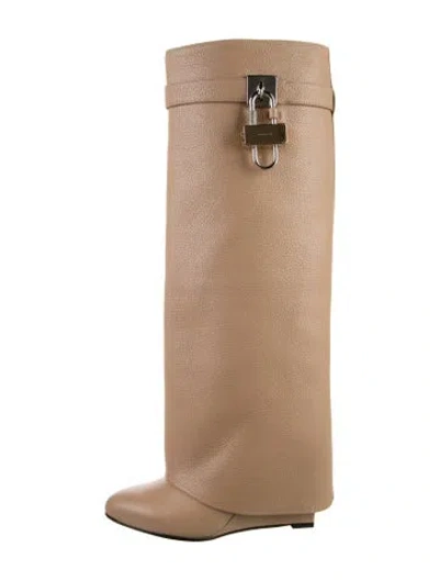 Pre-owned Givenchy Leather Slouch Boots In Neutrals