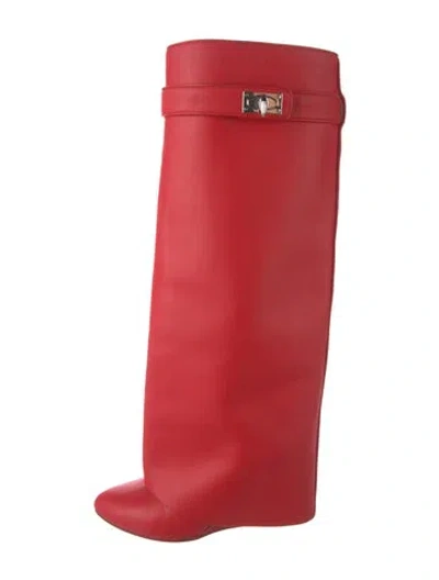Pre-owned Givenchy Leather Slouch Boots In Red