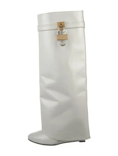 Pre-owned Givenchy Leather Slouch Boots In White