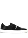 Givenchy Calfskin Leather Sneakers With Printed Logo And Contrasting Sole In Black