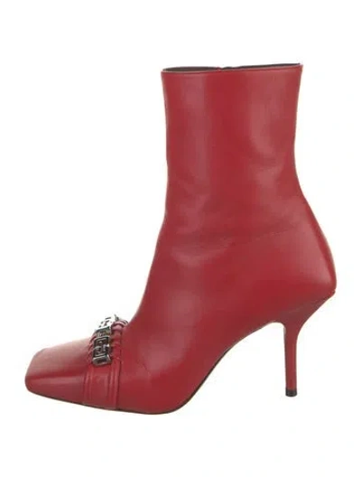 Pre-owned Givenchy Leather Sock Boots In Red