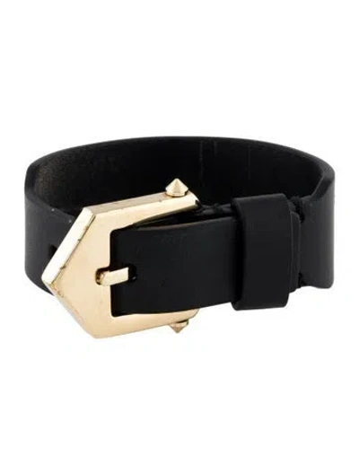 Pre-owned Givenchy Leather Star Wrap Bracelet In Black