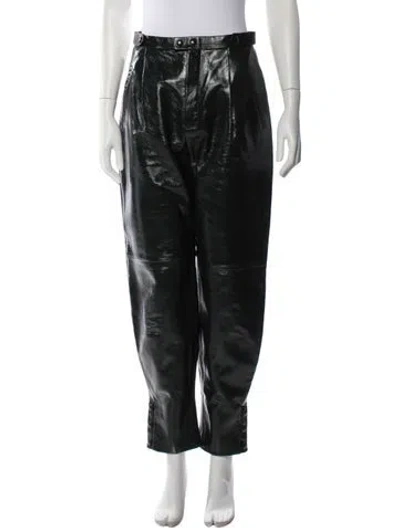 Pre-owned Givenchy Leather Straight Leg Pants In Black
