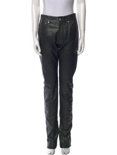 Pre-owned Givenchy Leather Straight Leg Pants In Black