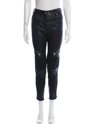 Pre-owned Givenchy Leather Straight Leg Pants In Blue