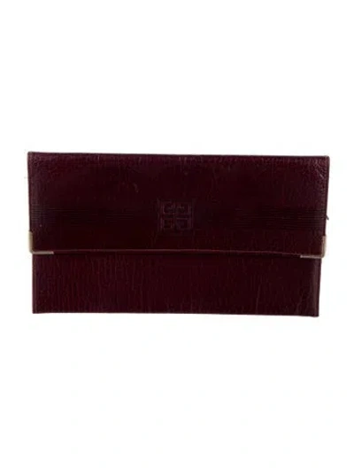 Pre-owned Givenchy Leather Striped Continental Wallet In Burgundy