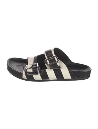 Pre-owned Givenchy Leather Striped Slides In Black/white