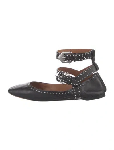 Pre-owned Givenchy Leather Studded Accents Ballet Flats In Black