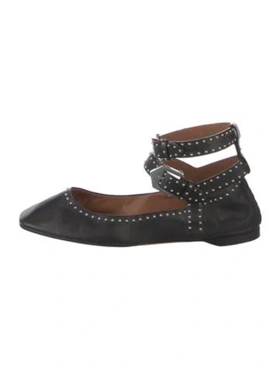 Pre-owned Givenchy Leather Studded Accents Ballet Flats In Black