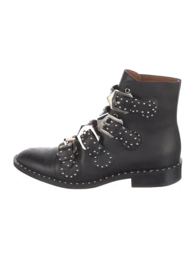 Pre-owned Givenchy Leather Studded Accents Boots In Black