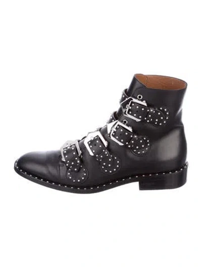 Pre-owned Givenchy Leather Studded Accents Boots In Black