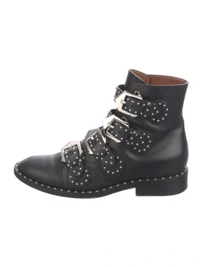 Pre-owned Givenchy Leather Studded Accents Boots In Black