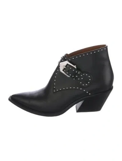 Pre-owned Givenchy Leather Studded Accents Boots In Black