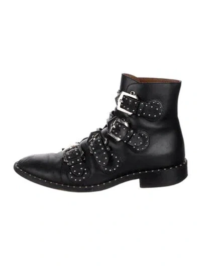 Pre-owned Givenchy Leather Studded Accents Boots In Black