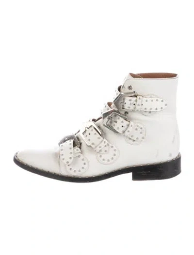 Pre-owned Givenchy Leather Studded Accents Boots In White