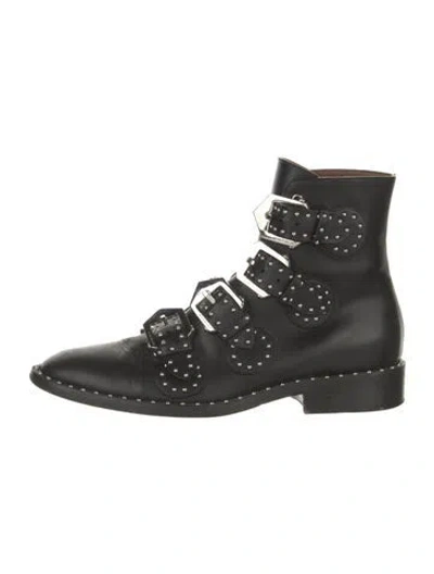 Pre-owned Givenchy Leather Studded Accents Combat Boots In Black