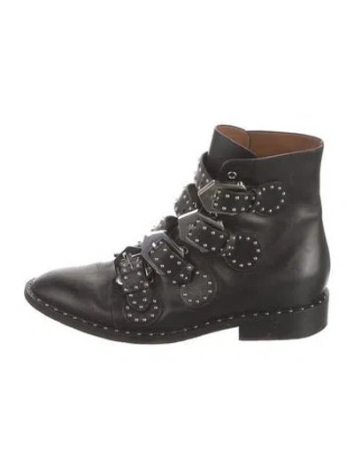 Pre-owned Givenchy Leather Studded Accents Combat Boots In Black