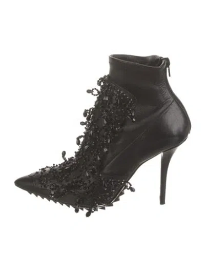 Pre-owned Givenchy Leather Studded Accents Combat Boots In Black