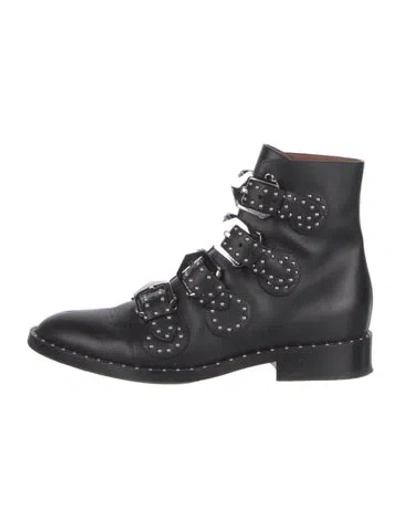 Pre-owned Givenchy Leather Studded Accents Combat Boots In Black