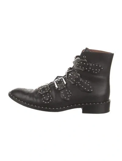 Pre-owned Givenchy Leather Studded Accents Combat Boots In Black
