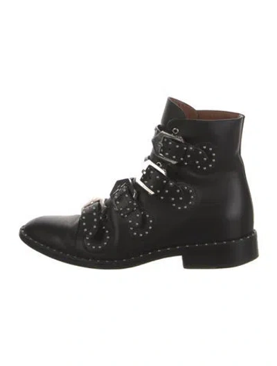 Pre-owned Givenchy Leather Studded Accents Combat Boots In Black