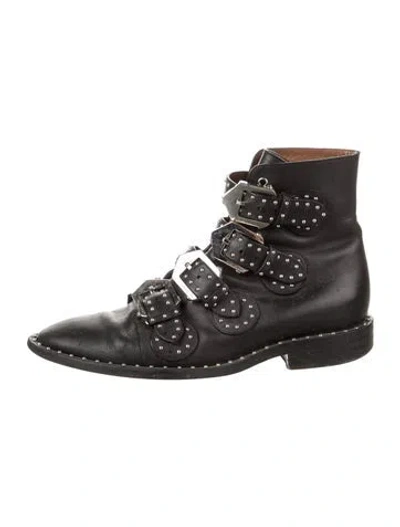 Pre-owned Givenchy Leather Studded Accents Combat Boots In Black