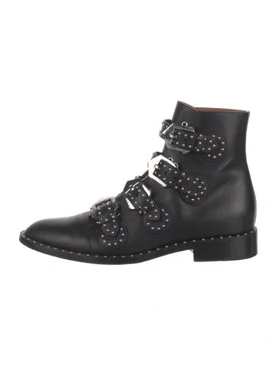 Pre-owned Givenchy Leather Studded Accents Combat Boots In Black