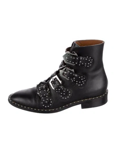 Pre-owned Givenchy Leather Studded Accents Combat Boots In Black
