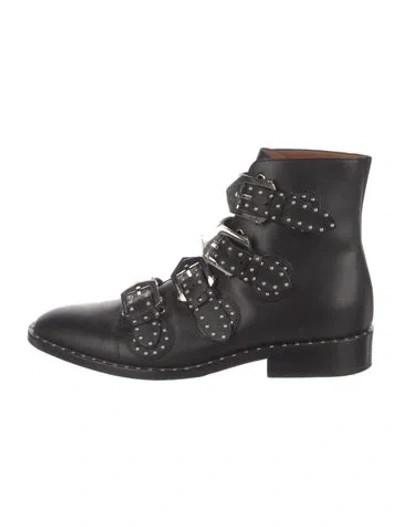 Pre-owned Givenchy Leather Studded Accents Combat Boots In Black