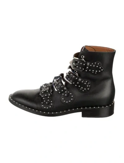 Pre-owned Givenchy Leather Studded Accents Combat Boots In Black