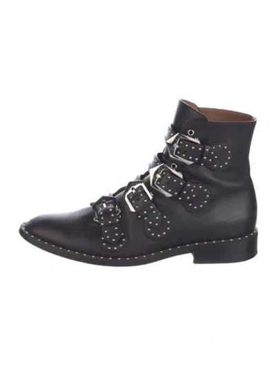 Pre-owned Givenchy Leather Studded Accents Combat Boots In Black