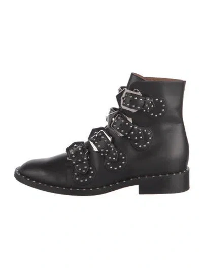 Pre-owned Givenchy Leather Studded Accents Combat Boots In Black
