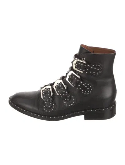 Pre-owned Givenchy Leather Studded Accents Combat Boots In Black