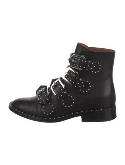 Pre-owned Givenchy Leather Studded Accents Combat Boots In Black
