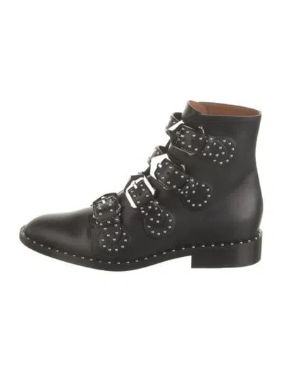 Pre-owned Givenchy Leather Studded Accents Combat Boots In Black