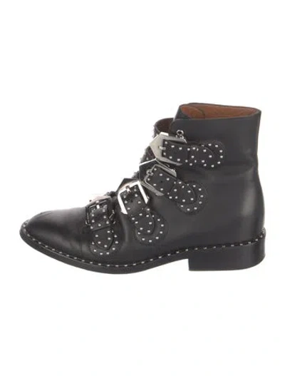 Pre-owned Givenchy Leather Studded Accents Combat Boots In Black
