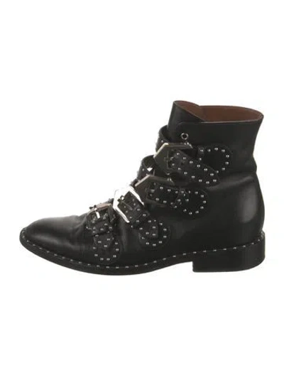 Pre-owned Givenchy Leather Studded Accents Combat Boots In Black