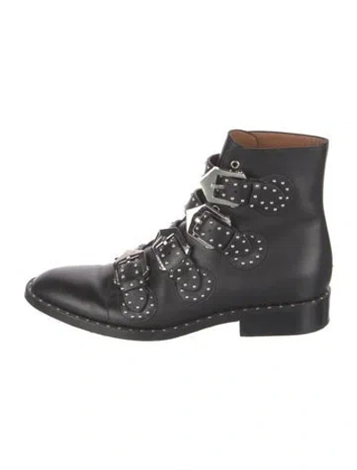 Pre-owned Givenchy Leather Studded Accents Combat Boots In Black