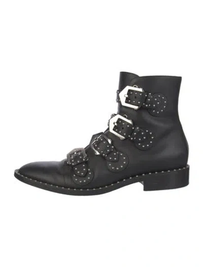 Pre-owned Givenchy Leather Studded Accents Combat Boots In Black