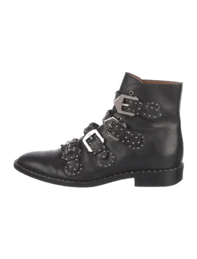 Pre-owned Givenchy Leather Studded Accents Combat Boots In Black