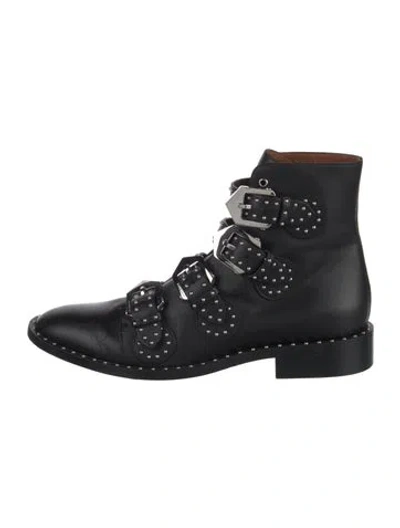 Pre-owned Givenchy Leather Studded Accents Combat Boots In Black