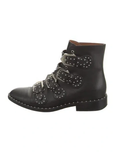 Pre-owned Givenchy Leather Studded Accents Combat Boots In Black
