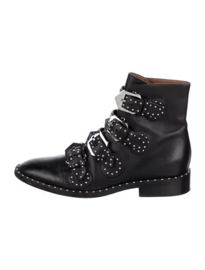 Pre-owned Givenchy Leather Studded Accents Combat Boots In Black