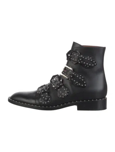 Pre-owned Givenchy Leather Studded Accents Combat Boots In Black