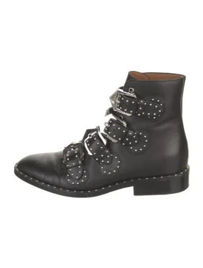Pre-owned Givenchy Leather Studded Accents Combat Boots In Black