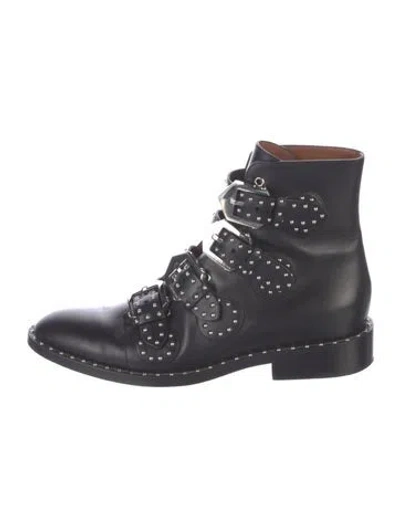 Pre-owned Givenchy Leather Studded Accents Combat Boots In Black