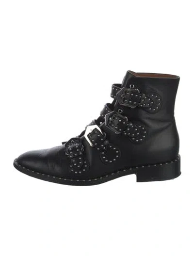 Pre-owned Givenchy Leather Studded Accents Combat Boots In Black