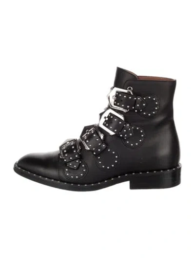 Pre-owned Givenchy Leather Studded Accents Combat Boots In Black