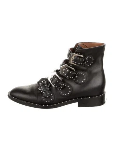 Pre-owned Givenchy Leather Studded Accents Combat Boots In Black